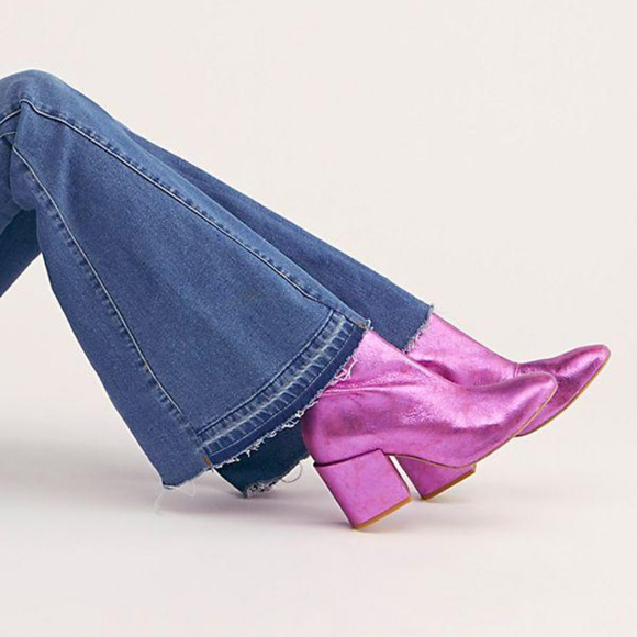 Free People Metallic Nicola Heel Bootie Pink - Picture 4 of 7